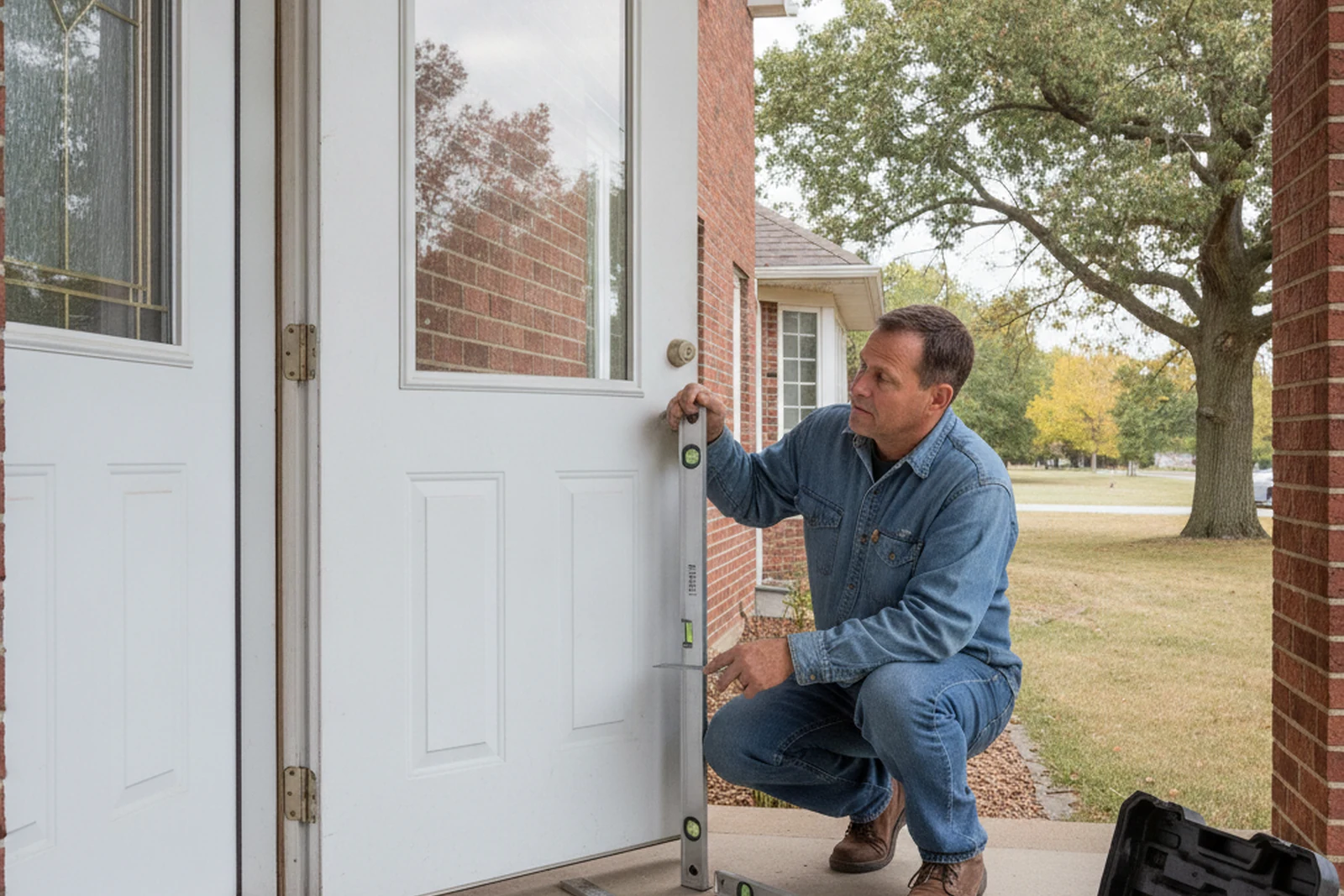 Sticking door adjustment assessment Grand Island Nebraska Hall County seasonal temperature swing frame movement Steve